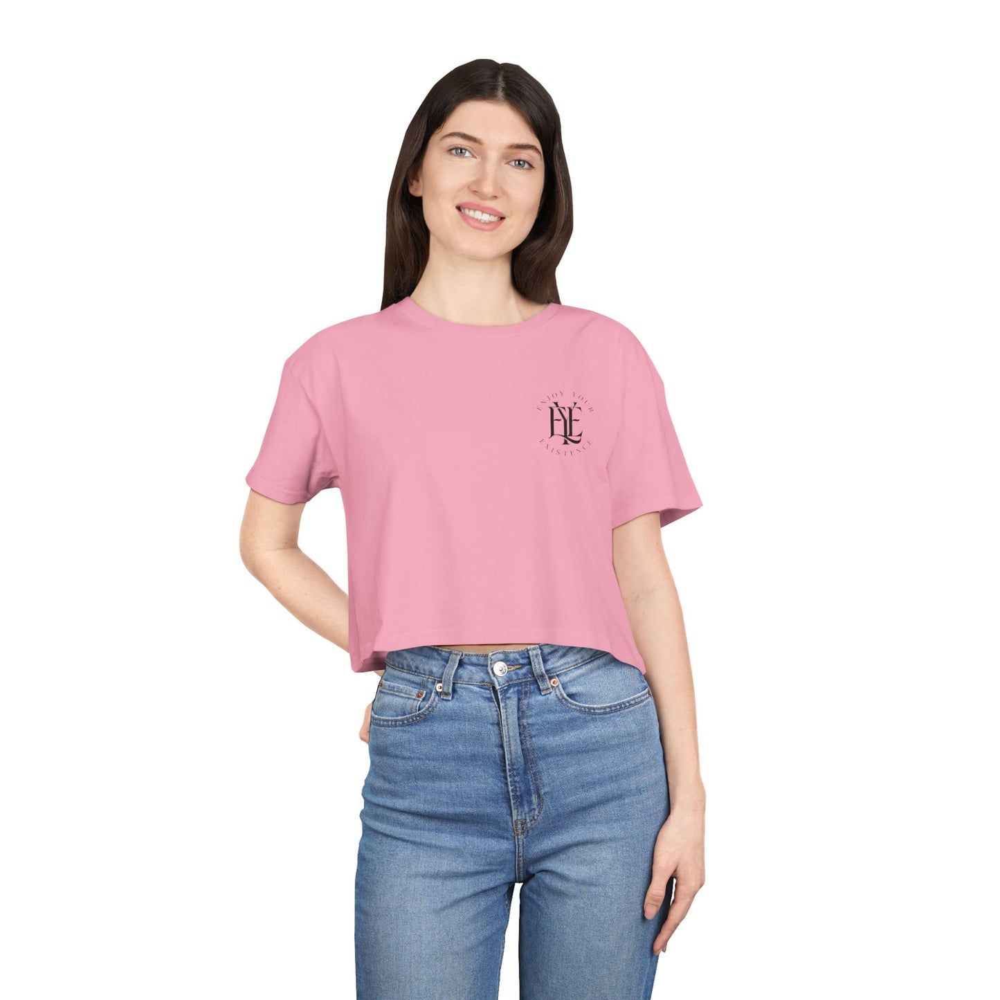 Women's Crop Tee — Minimal Monogram Chest Logo Cropped T-Shirt