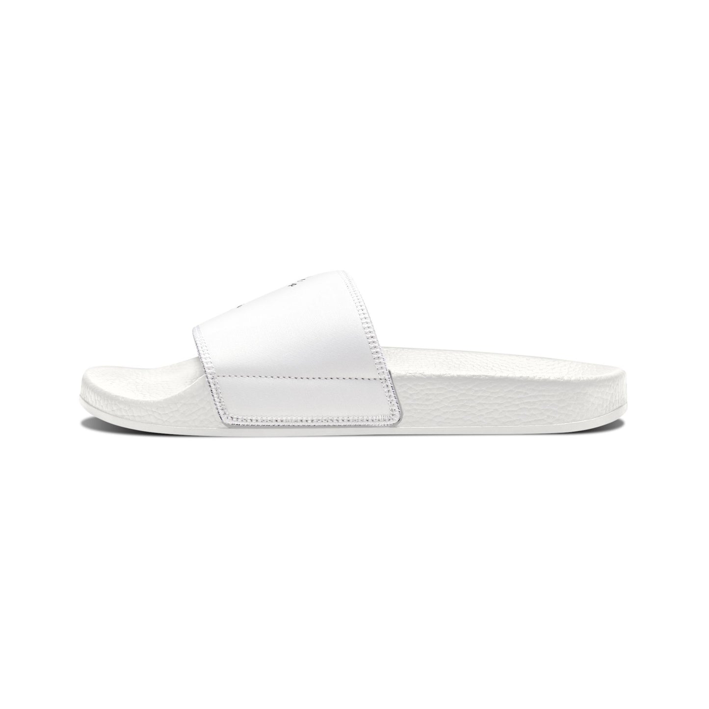 Men's Adjustable Slide Sandals — White Removable-Strap Pool Slides with Monogram Crest