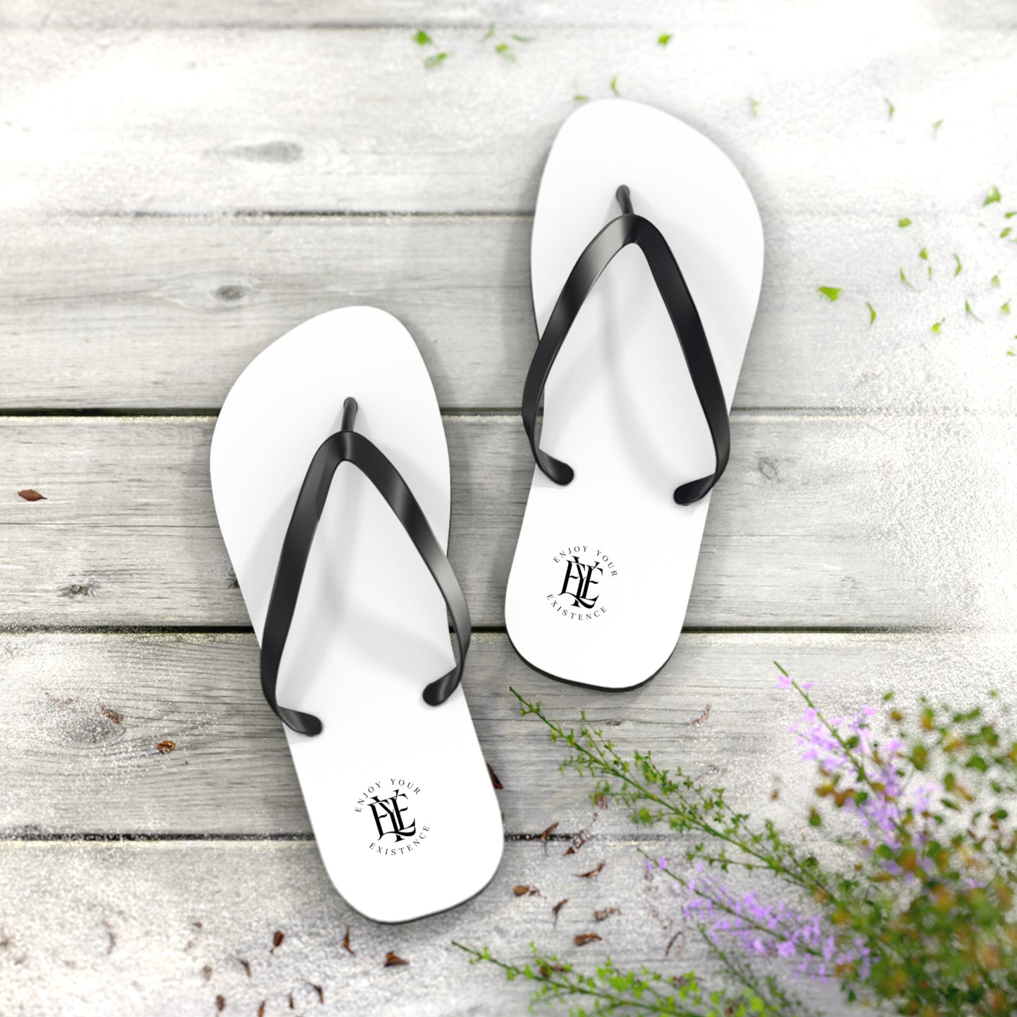 Flip Flops - Minimal Monogram White Beach Sandals