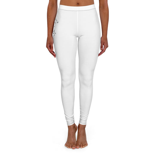 White Minimal Floral Leggings — Women’s Casual Spandex Activewear