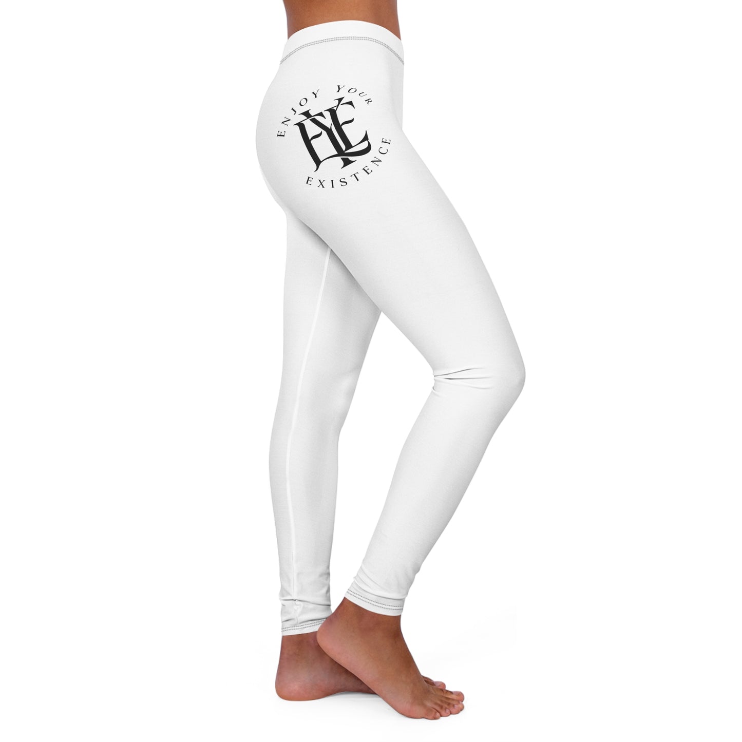 White Minimal Floral Leggings — Women’s Casual Spandex Activewear