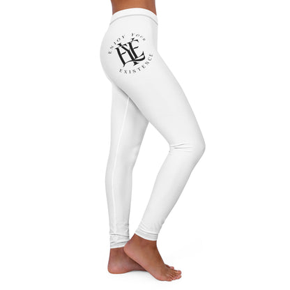 White Minimal Floral Leggings — Women’s Casual Spandex Activewear