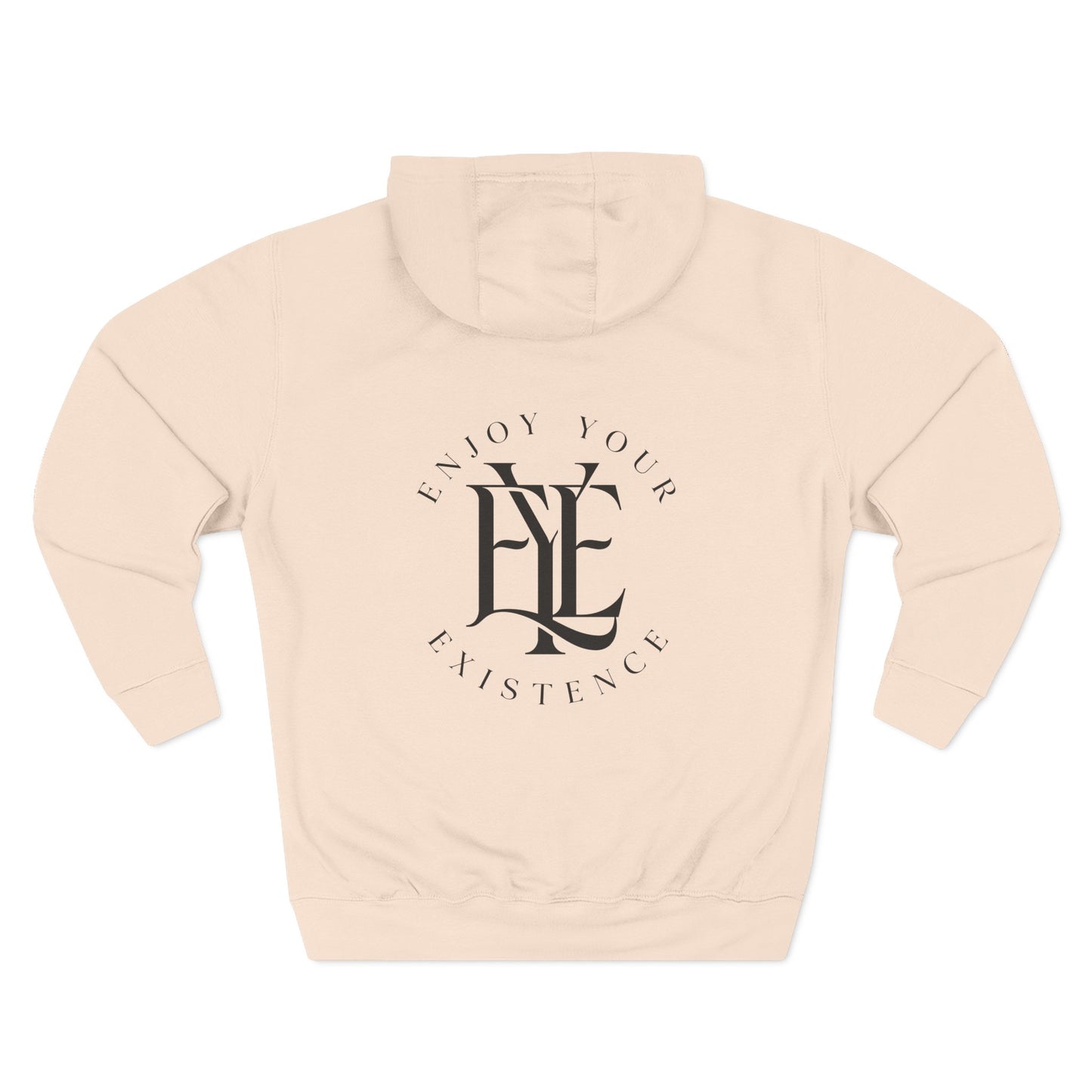 Three-Panel Fleece Hoodie — Minimalist 'Enjoy Your Existence' Logo Hoodie