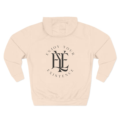 Three-Panel Fleece Hoodie — Minimalist 'Enjoy Your Existence' Logo Hoodie