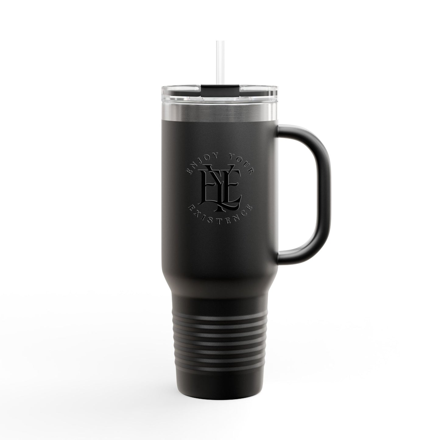 40oz Insulated Travel Mug — "Enjoy Your Existence" Stainless Steel Tumbler with Straw & Handle