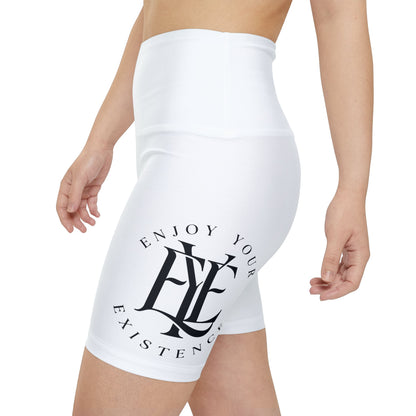 Workout Shorts — ‘Enjoy Your Existence’ Minimal Logo Women's Fitness Biker Shorts