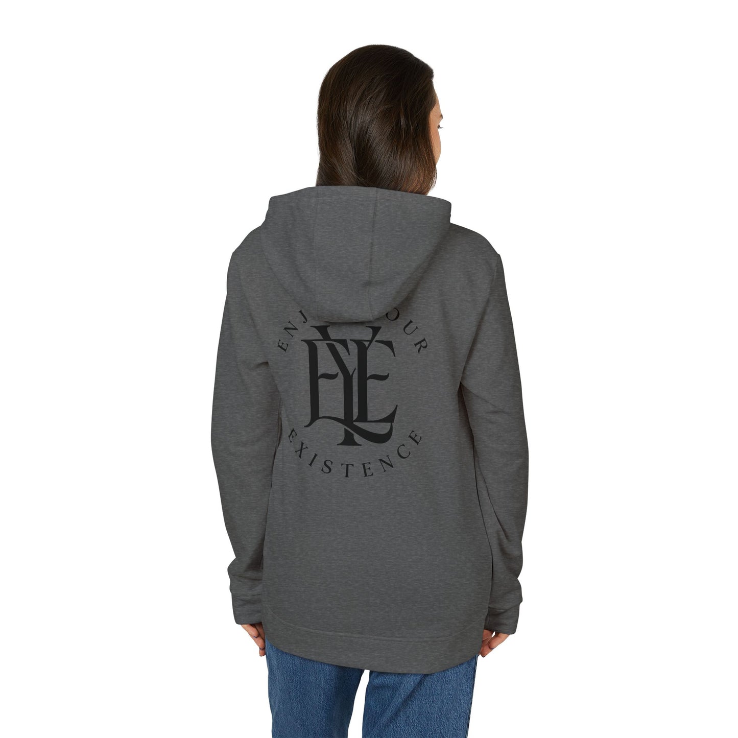 Enjoy Your Existence Hoodie — Minimal Monogram Fleece Hooded Sweatshirt