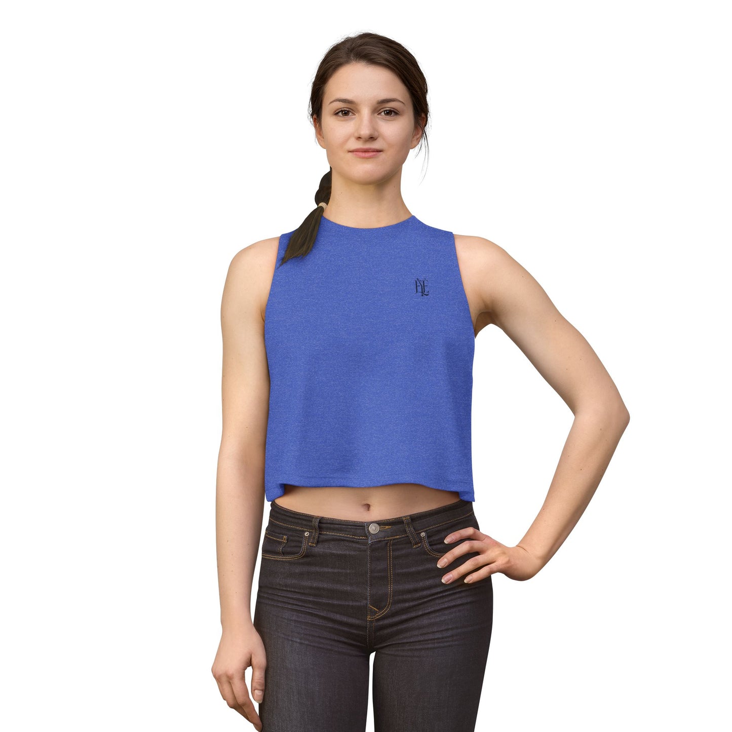 Women's Crop Top — Minimal Monogram Tank Top (Small Chest & Back Logo)
