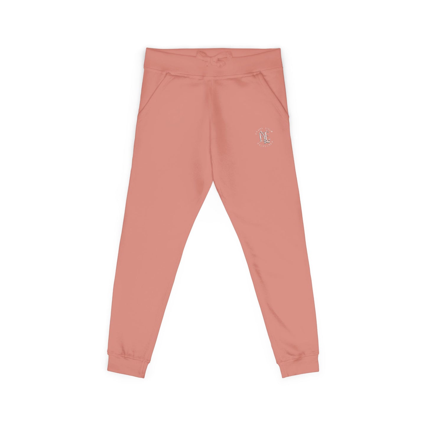 Embroidered Coral Fleece Sweatpants — Cozy Joggers with Small Script Logo
