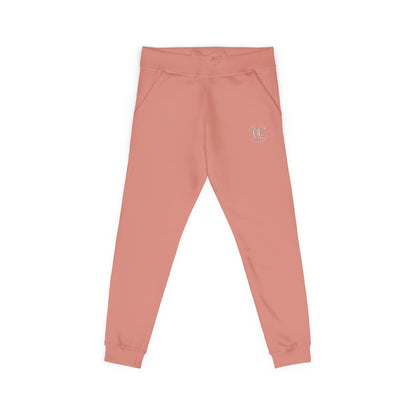 Embroidered Coral Fleece Sweatpants — Cozy Joggers with Small Script Logo