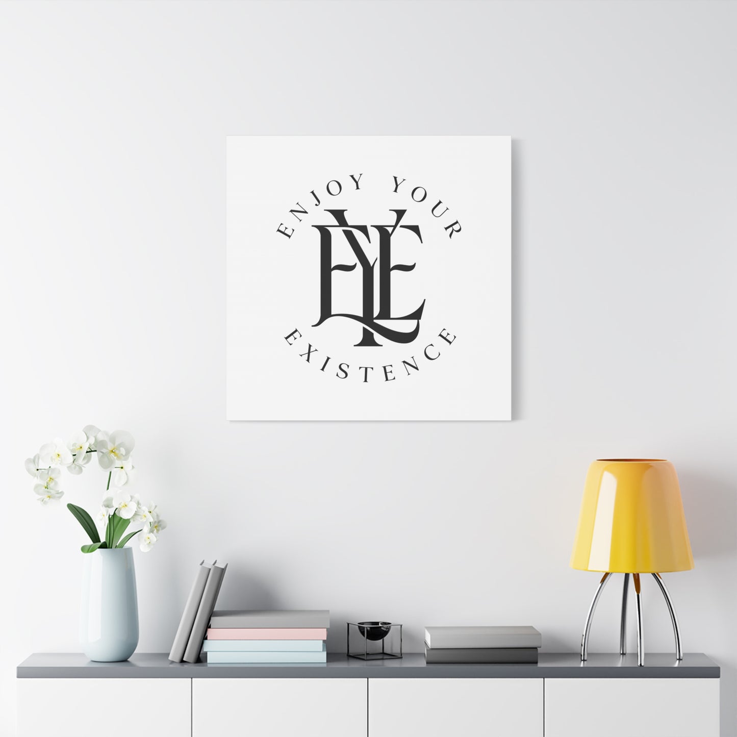 Enjoy Your Existence Matte Canvas Wall Art — Monogram Emblem Decorative Print