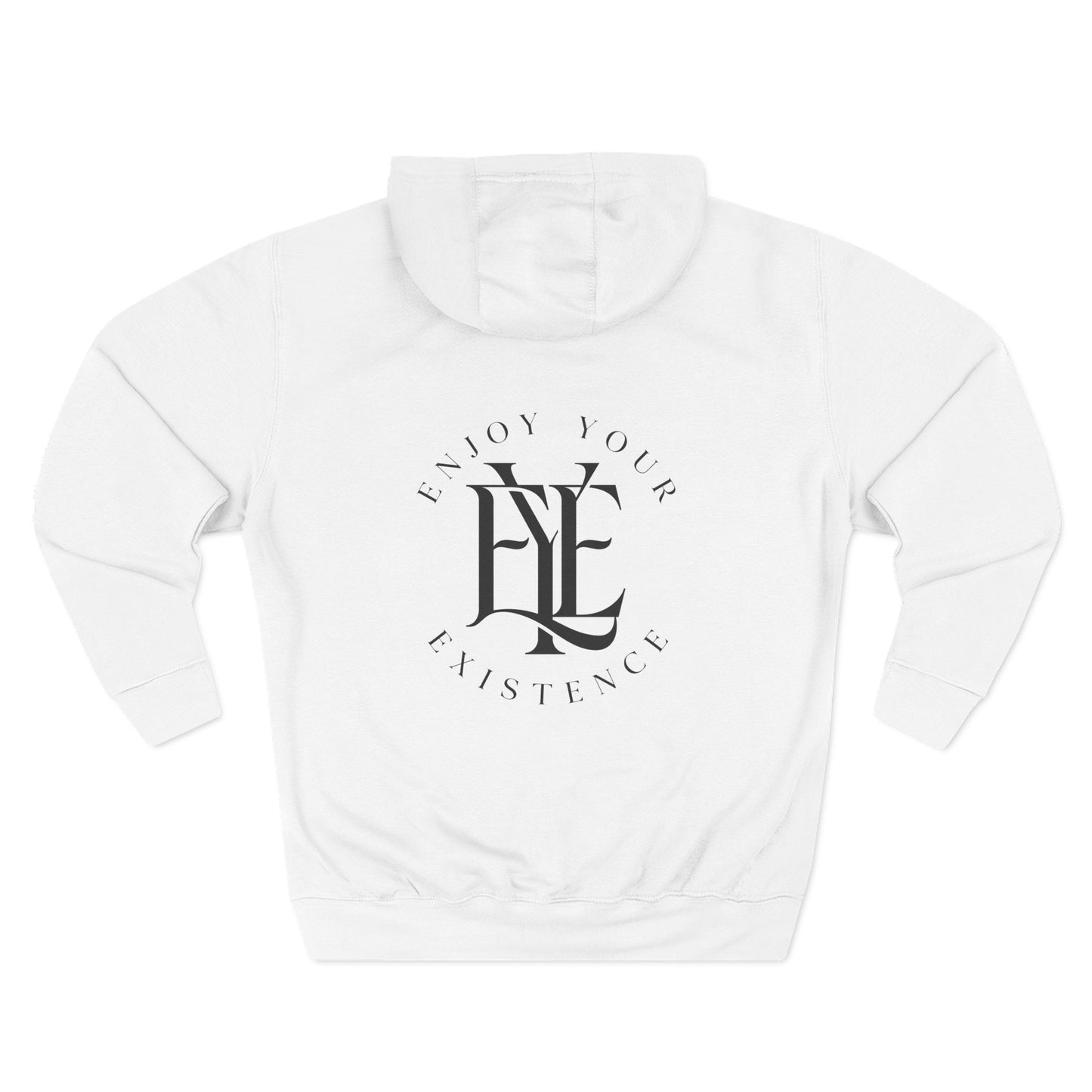 Three-Panel Fleece Hoodie — Minimalist 'Enjoy Your Existence' Logo Hoodie