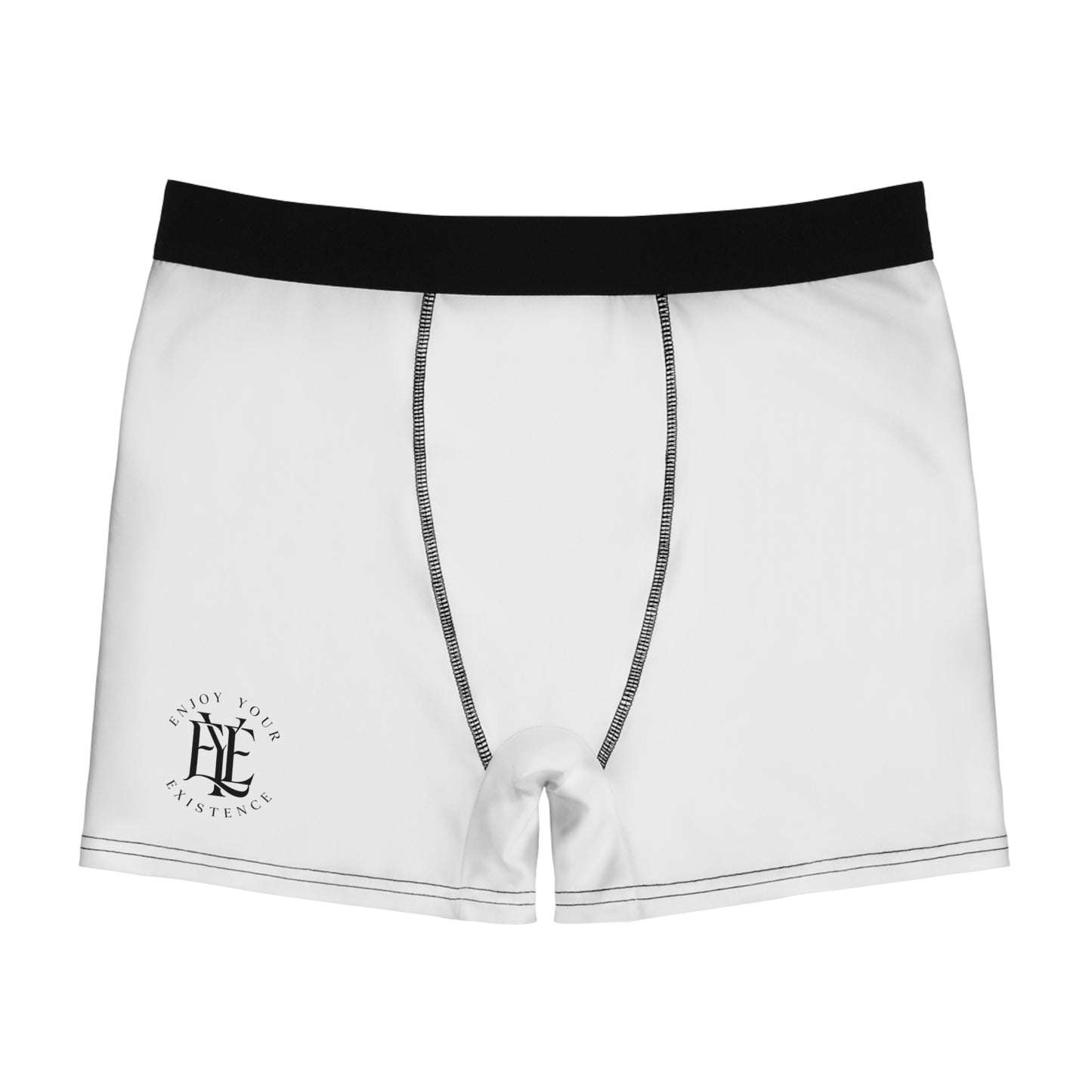 Minimalist White Boxer Briefs with Small Crest Logo — Mens Stretch Underwear