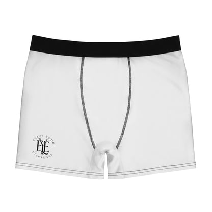 Minimalist White Boxer Briefs with Small Crest Logo — Mens Stretch Underwear