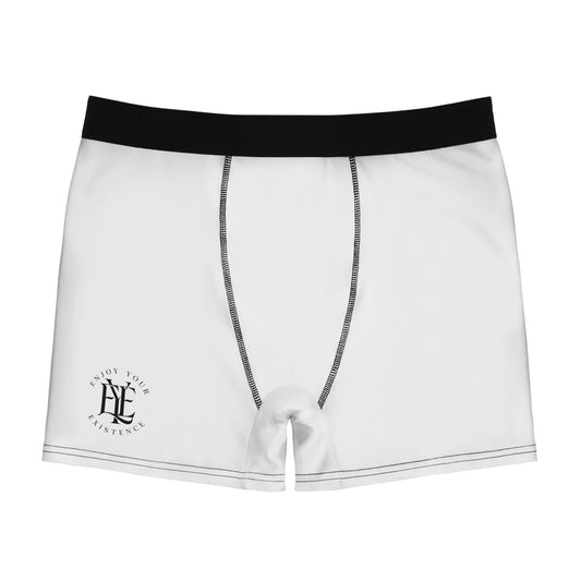 Minimalist White Boxer Briefs with Small Crest Logo — Mens Stretch Underwear