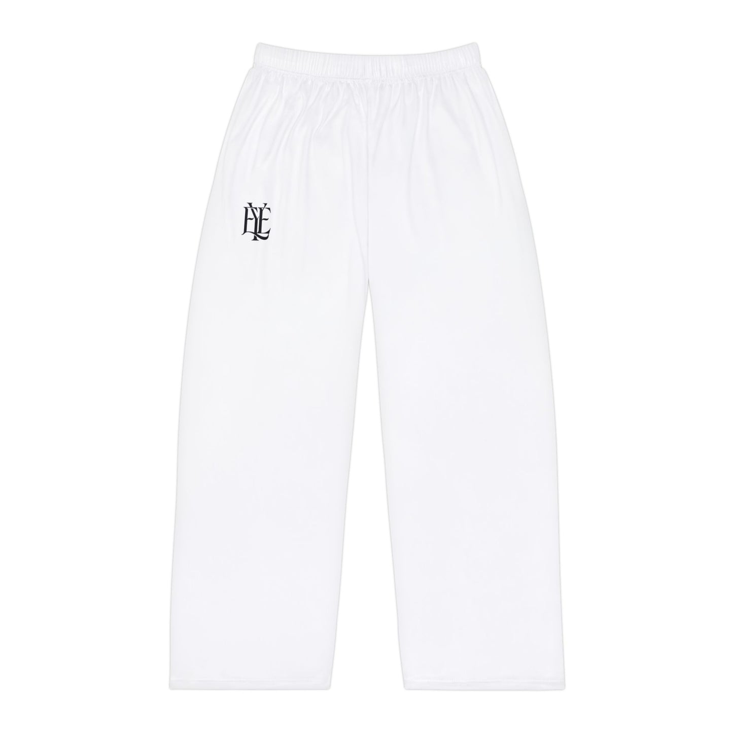 Men's White Pajama Pants with Subtle Monogram — Comfortable Lounge Sleepwear