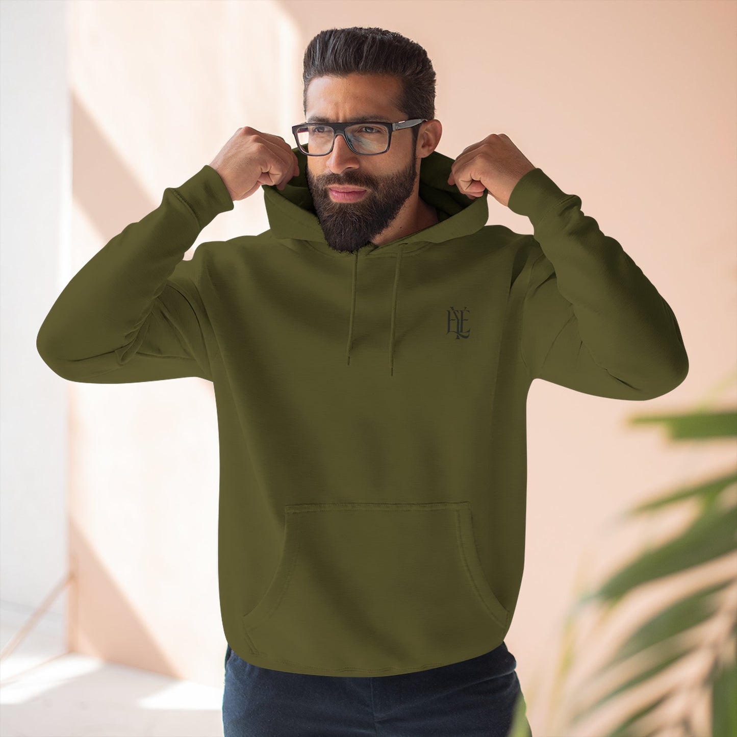 Three-Panel Fleece Hoodie — Minimalist 'Enjoy Your Existence' Logo Hoodie
