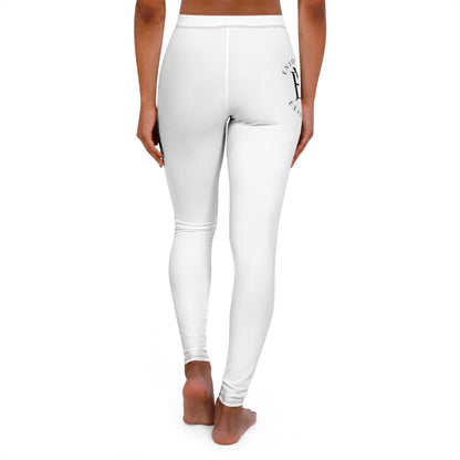 White Minimal Floral Leggings — Women’s Casual Spandex Activewear