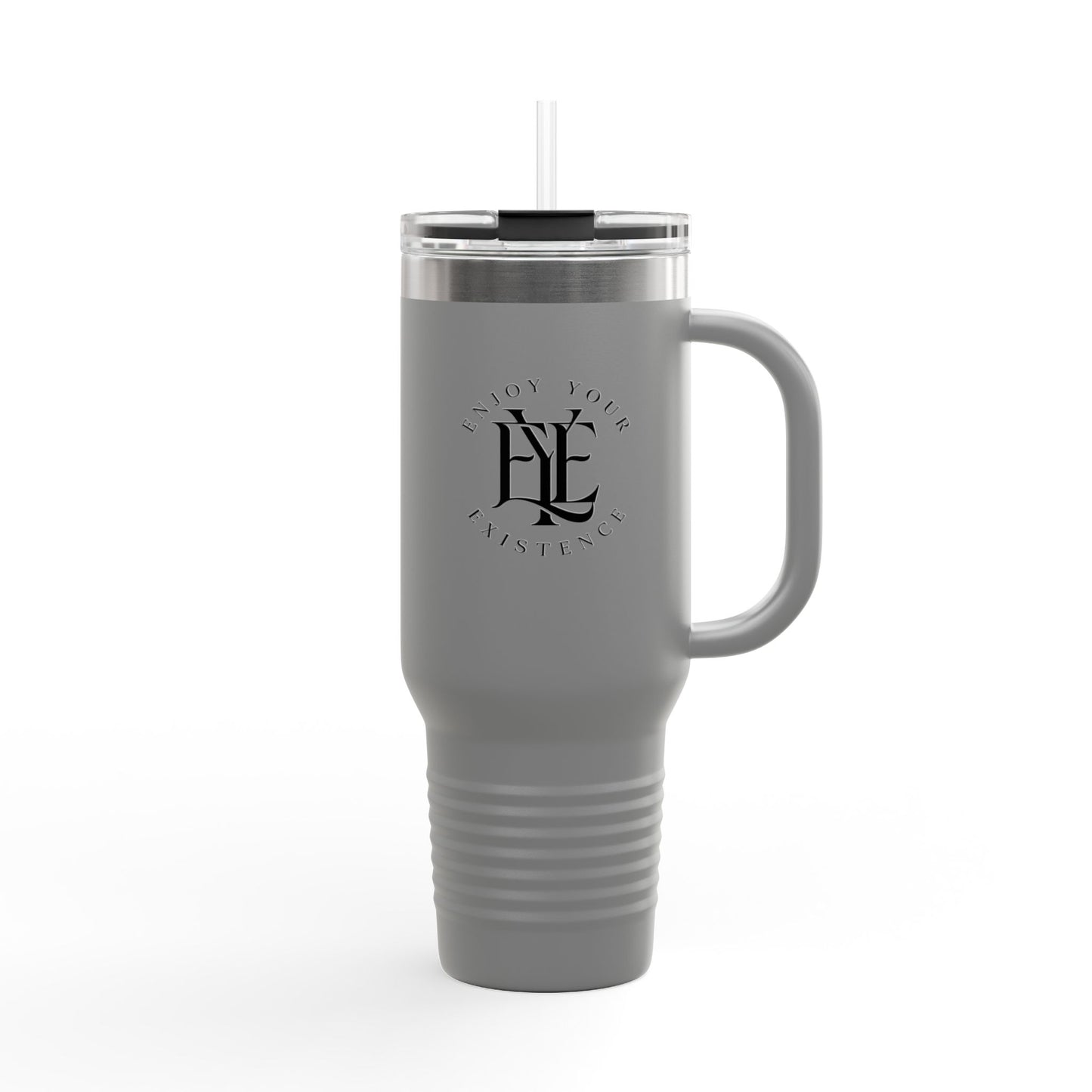 40oz Insulated Travel Mug — "Enjoy Your Existence" Stainless Steel Tumbler with Straw & Handle