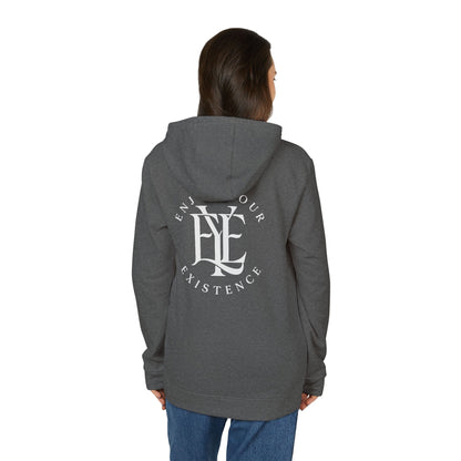 Fleece Hoodie — Vintage Monogram “Enjoy Your Existence” Graphic