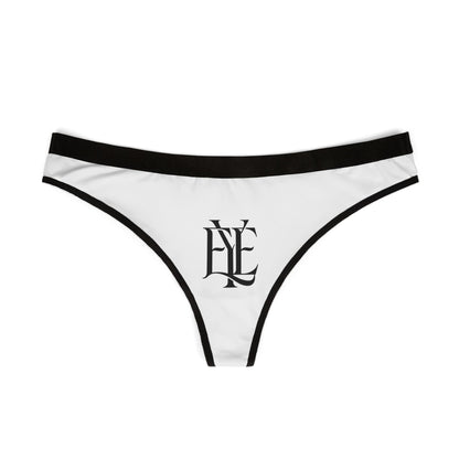 Women's Thong Panties with Monogram Logo — Minimal Black & White Lace-Edge Underwear