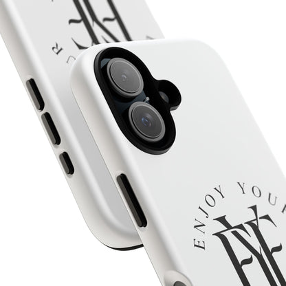 Enjoy Your Existence Phone Case — Minimal Gothic Monogram Protective Cover