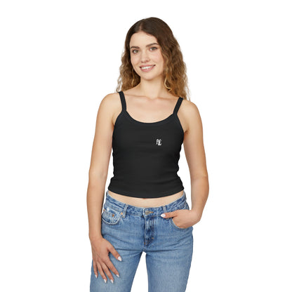 Women's Cropped Tank Top — Minimal Gothic 'E' Logo Chest & Back