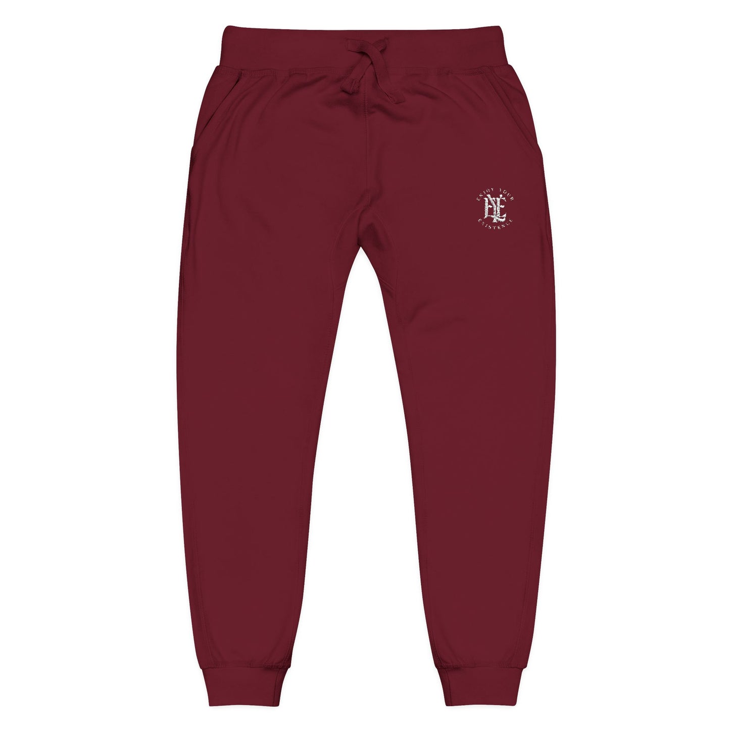 Embroidered Coral Fleece Sweatpants — Cozy Joggers with Small Script Logo