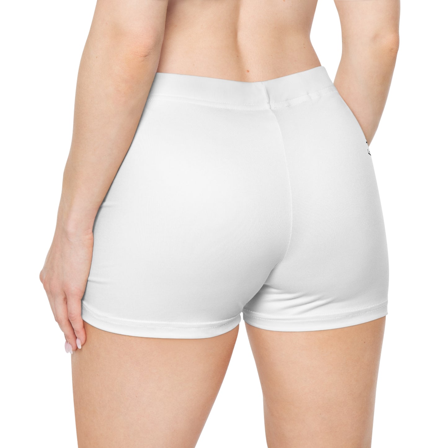Enjoy Your Existence Women's Stretch Shorts — White Graphic AOP