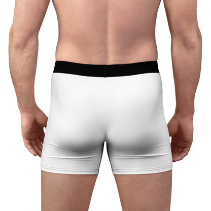 Minimalist White Boxer Briefs with Small Crest Logo — Mens Stretch Underwear