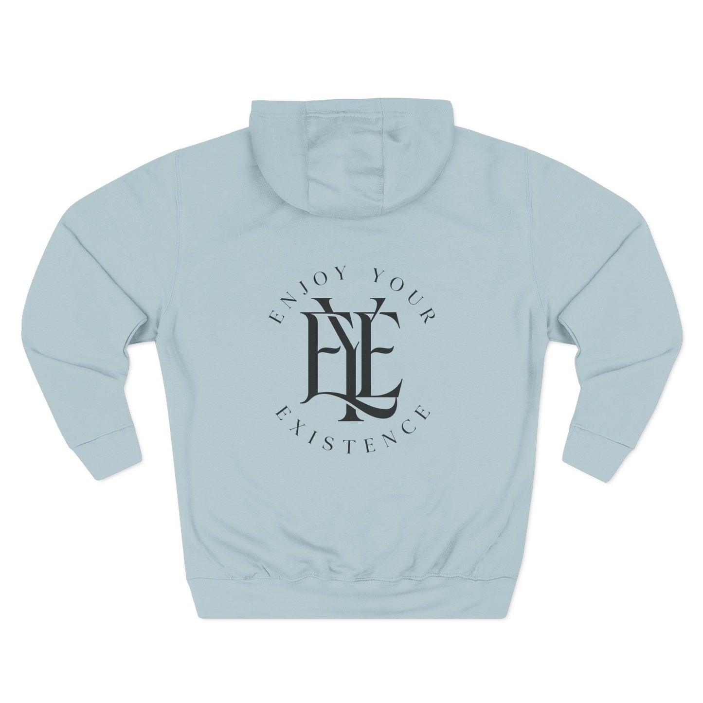 Three-Panel Fleece Hoodie — Minimalist 'Enjoy Your Existence' Logo Hoodie