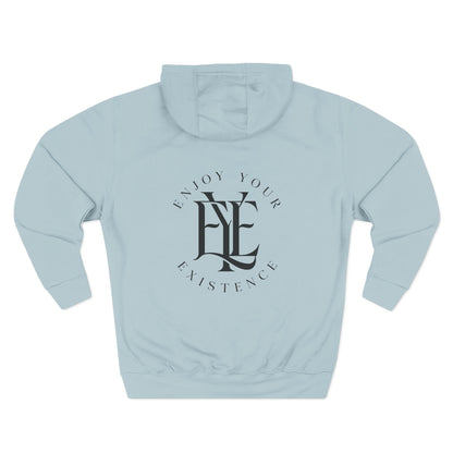 Three-Panel Fleece Hoodie — Minimalist 'Enjoy Your Existence' Logo Hoodie