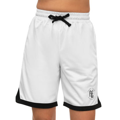 Basketball Rib Shorts — White Performance Mesh Athletic Shorts