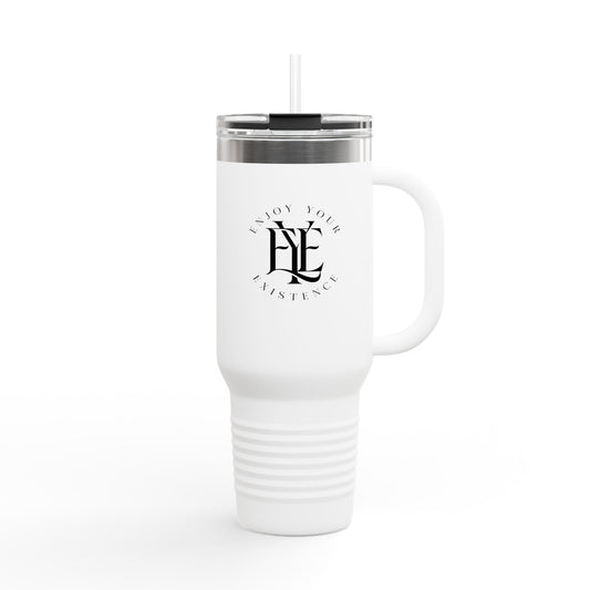 40oz Insulated Travel Mug — "Enjoy Your Existence" Stainless Steel Tumbler with Straw & Handle