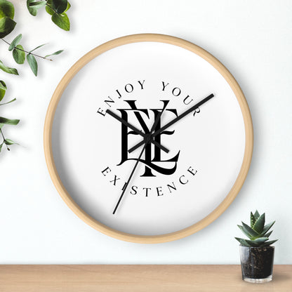 Enjoy Your Existence Minimalist Wall Clock — Monogram Typography Home Decor