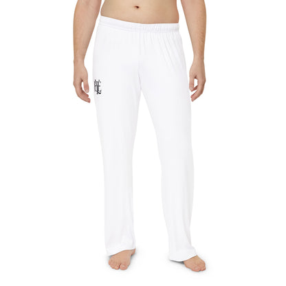 Men's White Pajama Pants with Subtle Monogram — Comfortable Lounge Sleepwear