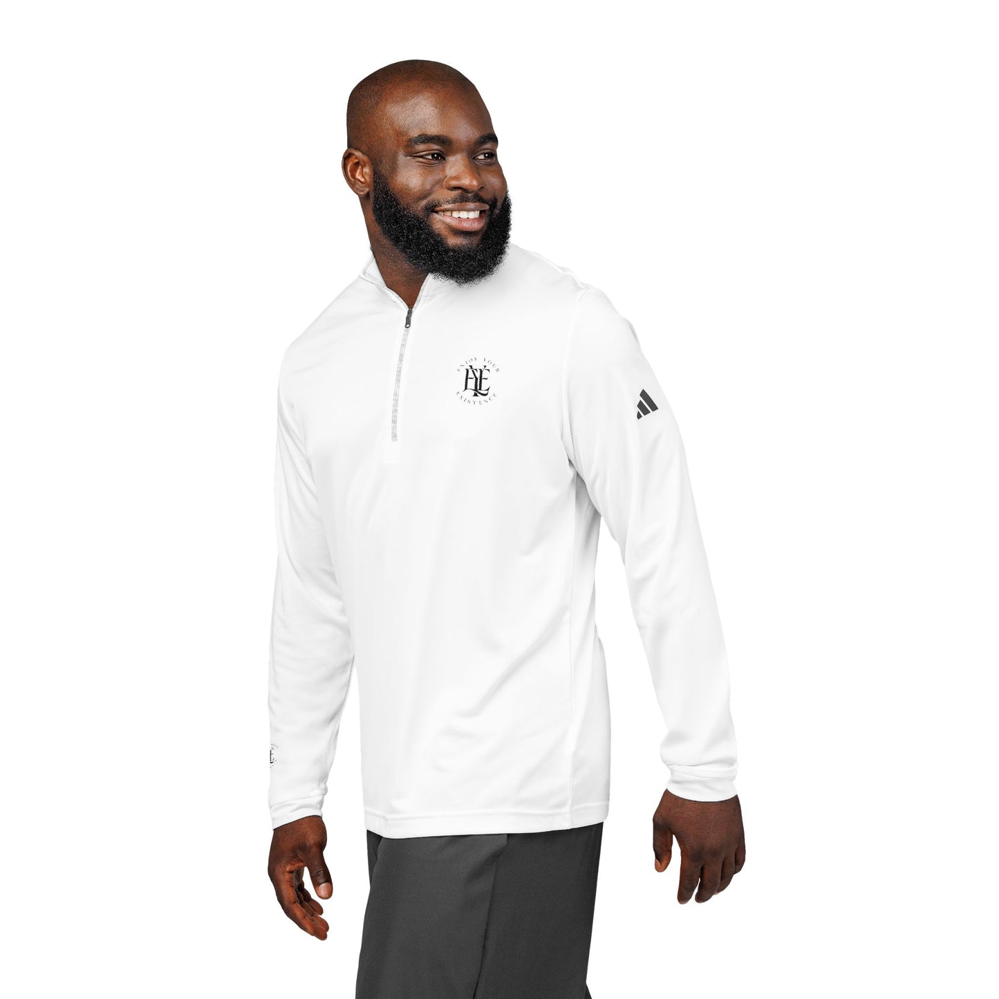 Embroidered Quarter-Zip Pullover – White Athletic Golf Top