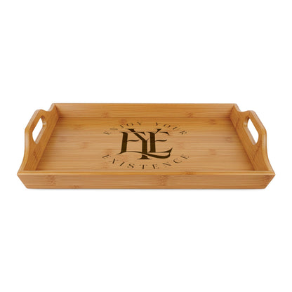 Engraved Bamboo Serving Tray — Custom Monogram "Enjoy Your Taste"