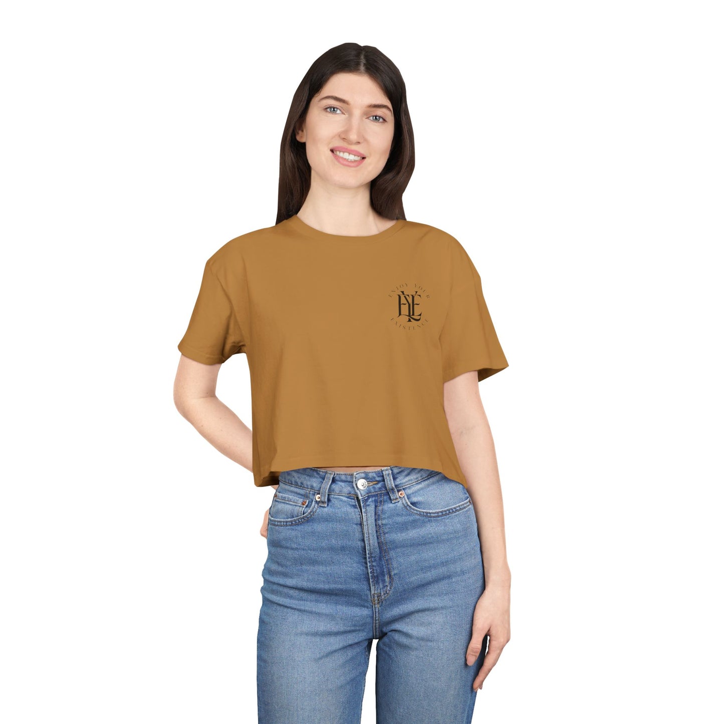 Women's Crop Tee — Minimal Monogram Chest Logo Cropped T-Shirt