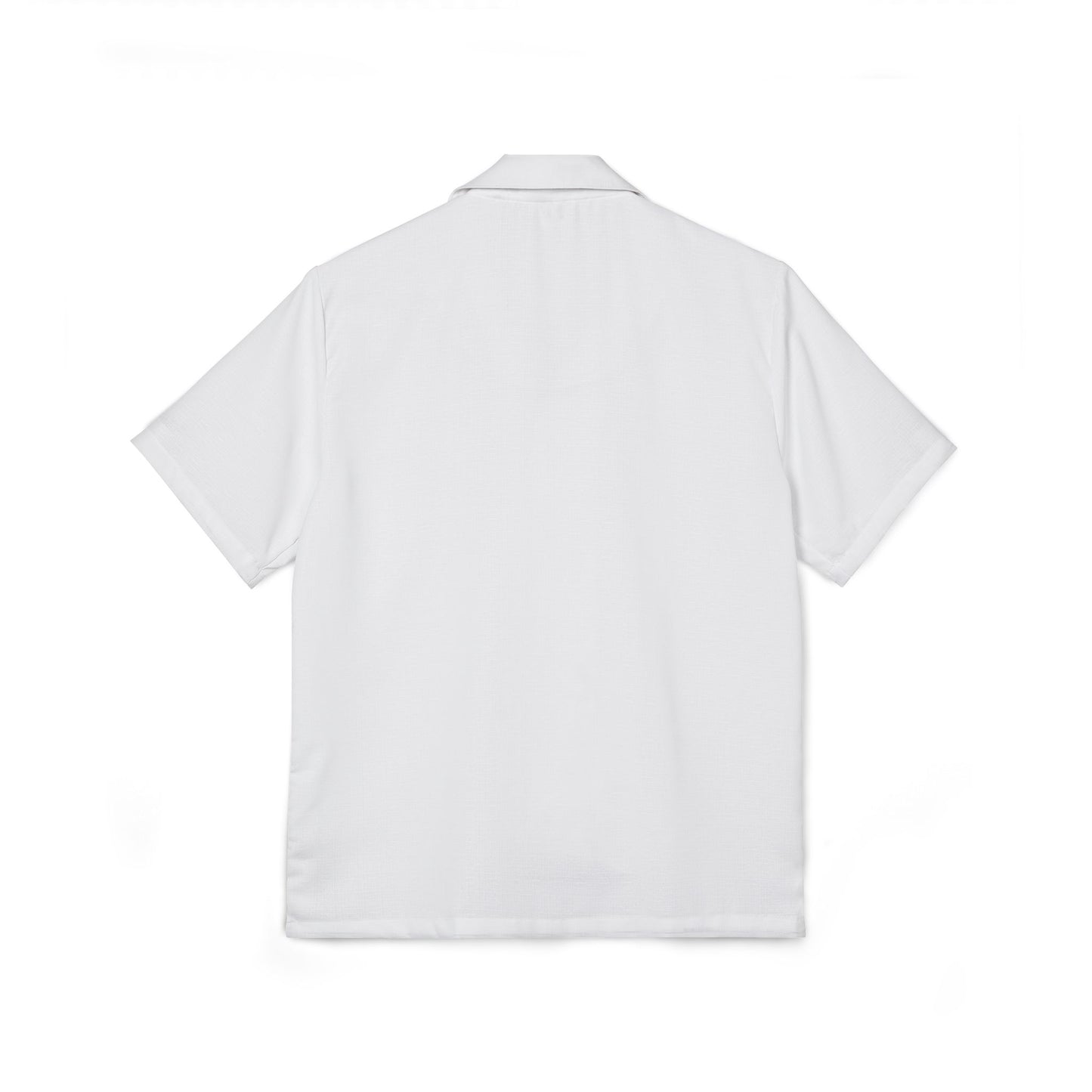 Men's White Camp Shirt — Minimal Monogram Hawaiian Button-Up