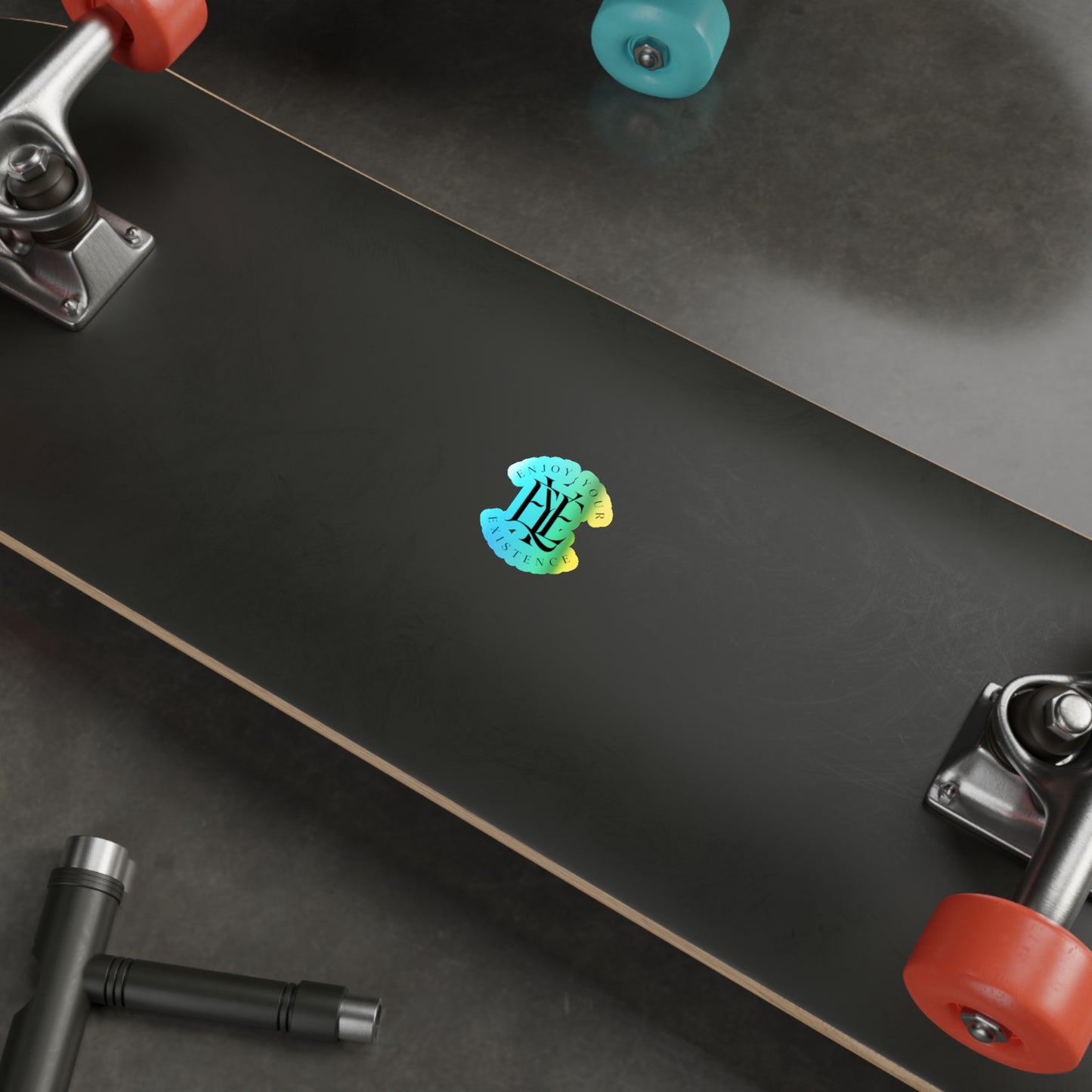 Holographic Die-Cut Sticker — “Enjoy Your Existence” Inspirational Logo