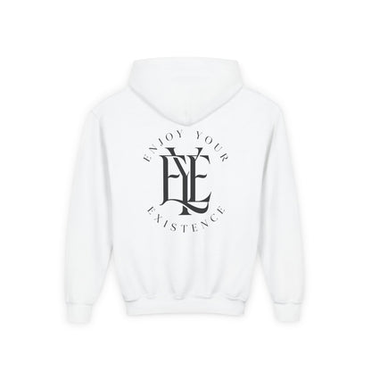 Youth Hoodie — 'Enjoy Your Existence' Minimal Logo Pullover