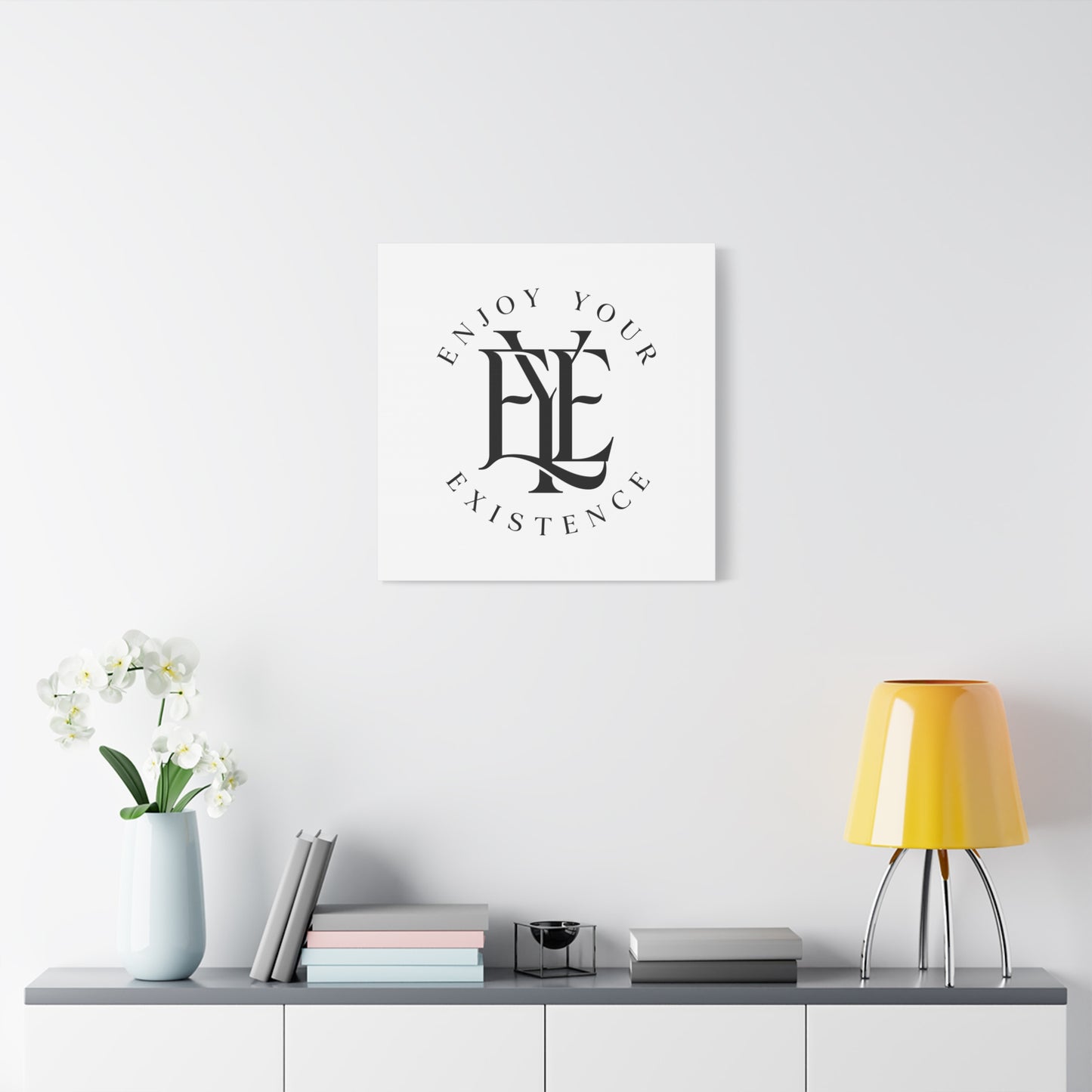 Enjoy Your Existence Matte Canvas Wall Art — Monogram Emblem Decorative Print