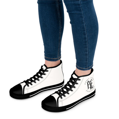 Women’s High Top Sneakers — Classic White Canvas Athletic Shoes