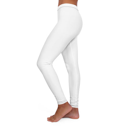 White Minimal Floral Leggings — Women’s Casual Spandex Activewear