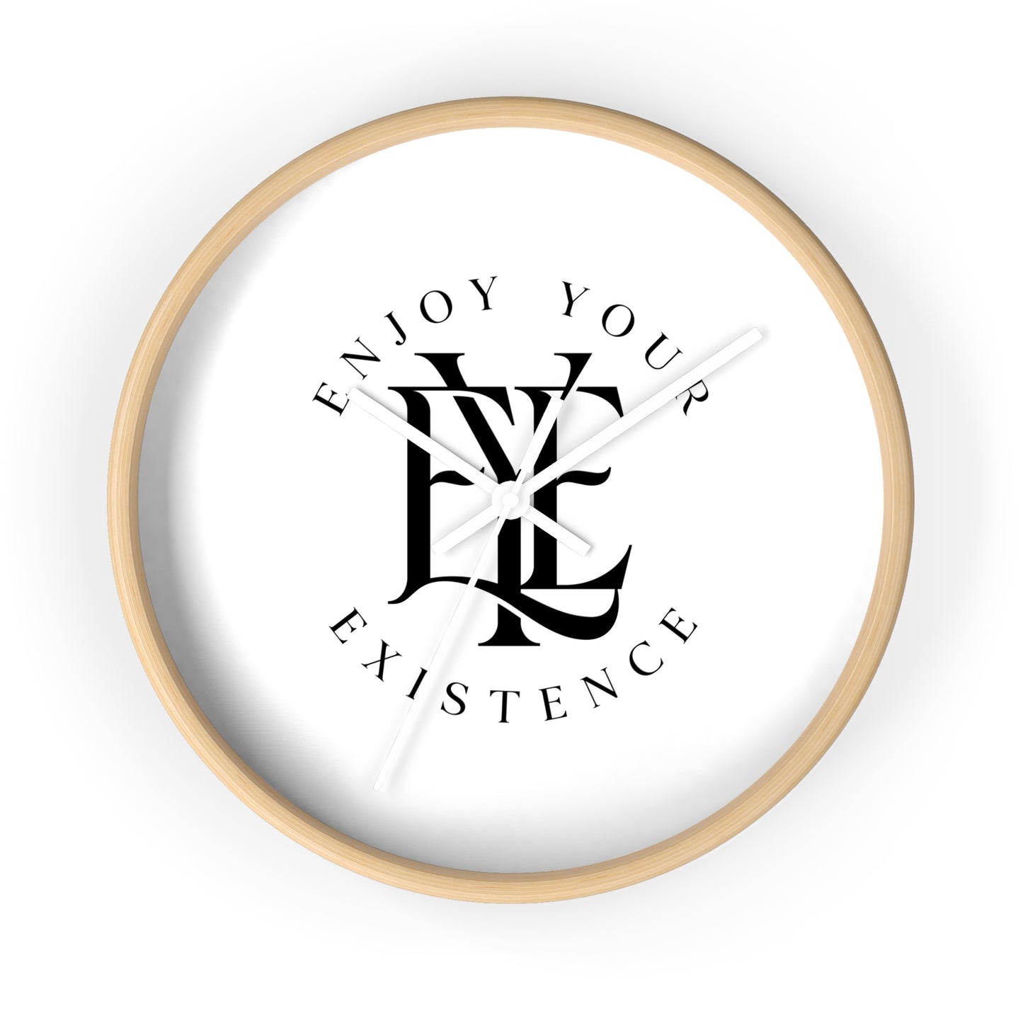 Enjoy Your Existence Minimalist Wall Clock — Monogram Typography Home Decor