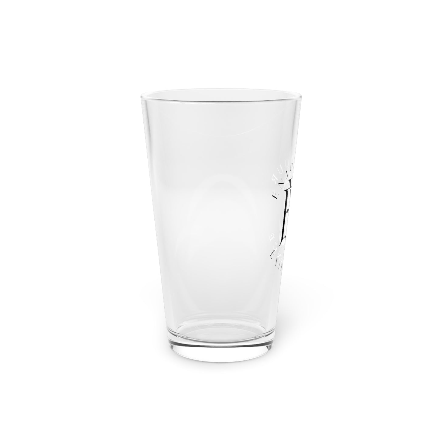 16oz Etched Pint Glass — Elegant Monogram 'EYE' Logo Beer Glass