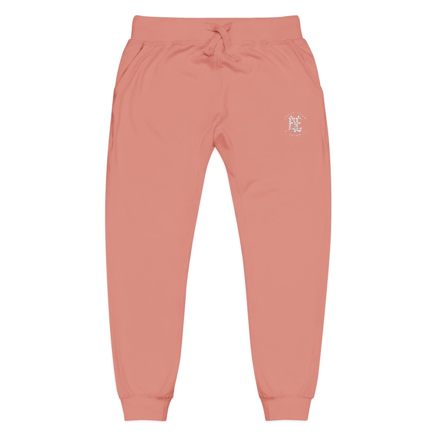 Embroidered Coral Fleece Sweatpants — Cozy Joggers with Small Script Logo