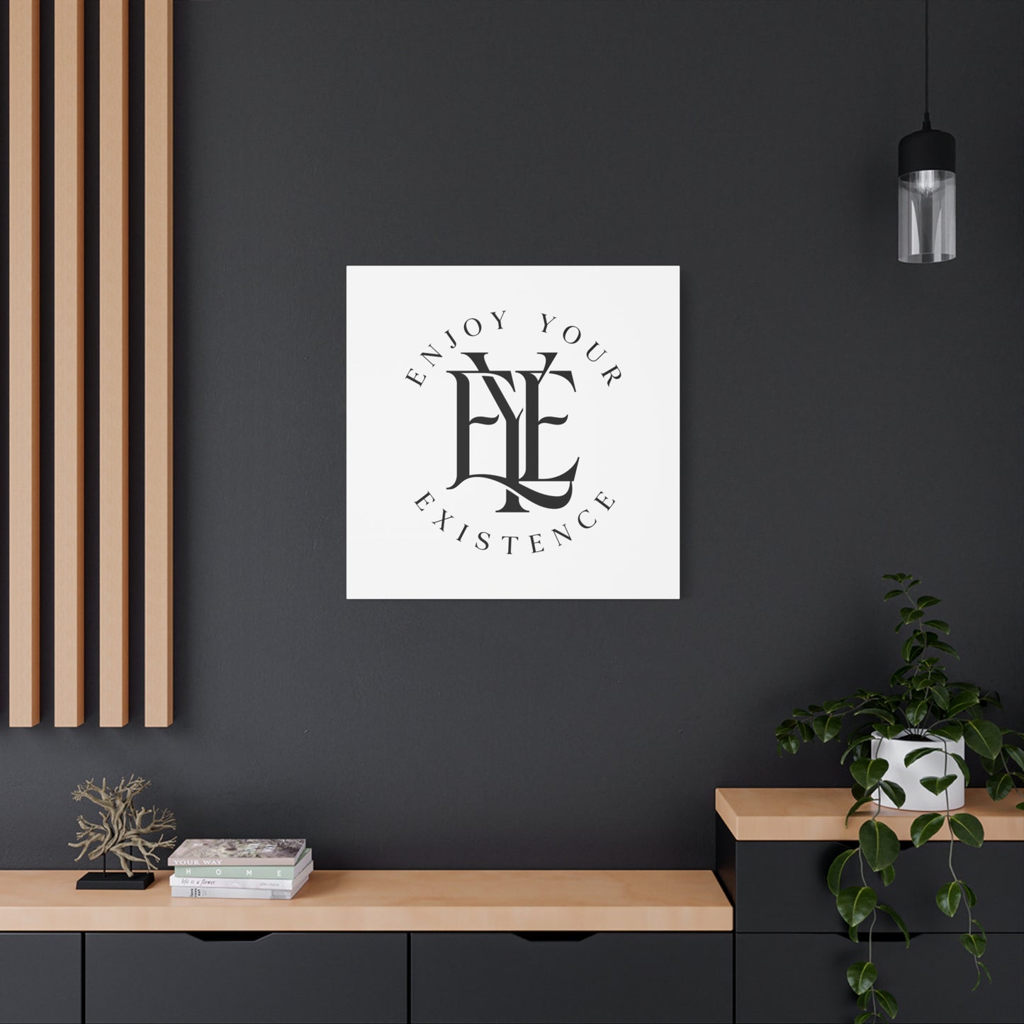 Enjoy Your Existence Matte Canvas Wall Art — Monogram Emblem Decorative Print