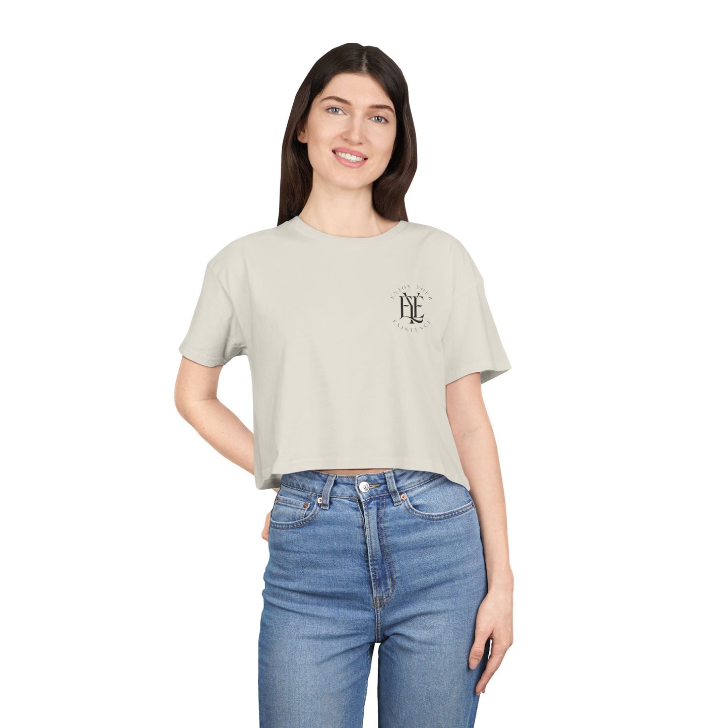Women's Crop Tee — Minimal Monogram Chest Logo Cropped T-Shirt